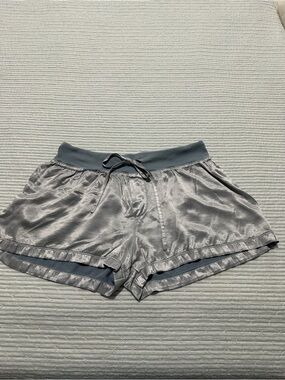 PJ Harlow L Light Blue/Gray Women's Satin Sleep Shorts